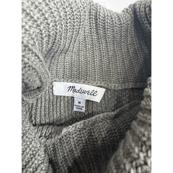 Madewell Gray Waffle Knit Turtleneck Mock Neck Long Sleeve Sweater Size Medium - Picture 3 of 5